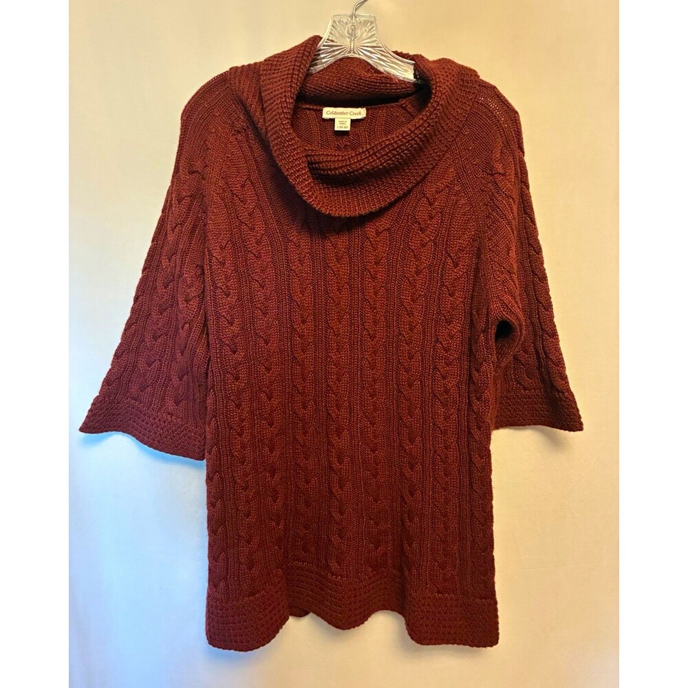 Coldwater Creek Women’s Cable size L Cowl Neck Wool Blend Sweater